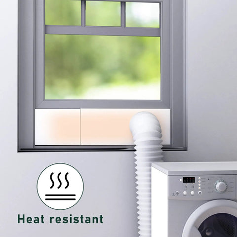Dryer Vent Window Kit For 4 Inch Hose Adjustable Sliding Vent With Insulating Foam Seal Tape No Brainer Install Keeps Heat Out And Cool Room For Apartments And Home Laundry installed in window