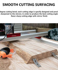 Woodworking setup with CNC Spoilboard Surfacing Router Bit With Half Inch Shank And Two And A Half Inch Cutting Diameter Four Wings Coated Carbide Inserts for slab flattening.
