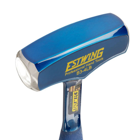 Heavy Duty 4 Pound Drilling And Crack Hammer with forged steel one-piece construction and shock reduction grip, side view close-up.