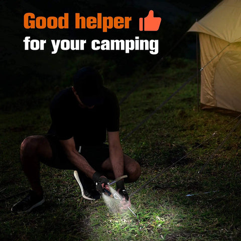 Person using LED Flashlight Gloves Hands Free Light For Repairing Fishing Camping And Night Work Perfect Gift For Dad Husband Boyfriend.