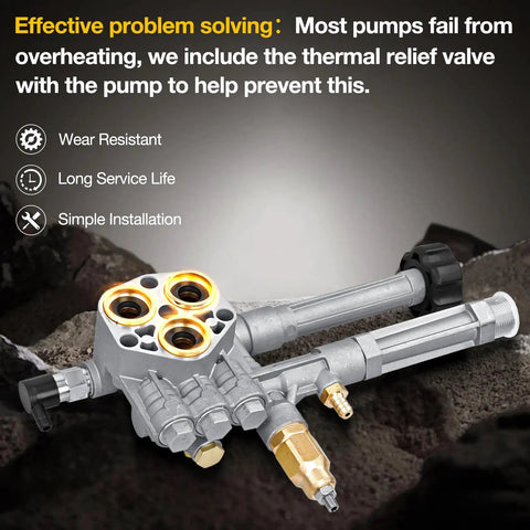Beefed Up Complete Pump Head With Unloader And Thermal Relief Valve For Pressure Washer Replacement Kit on rough surface