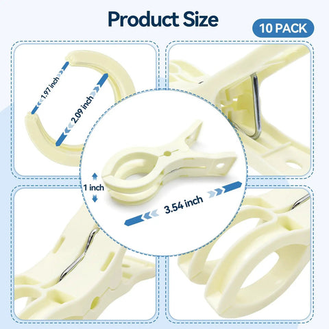 Heavy Duty Balloon Arch Clips In Pack Of Ten Beige Spring Towel Clips Fit 3.5 Inch Backdrop Stand size details and close-ups