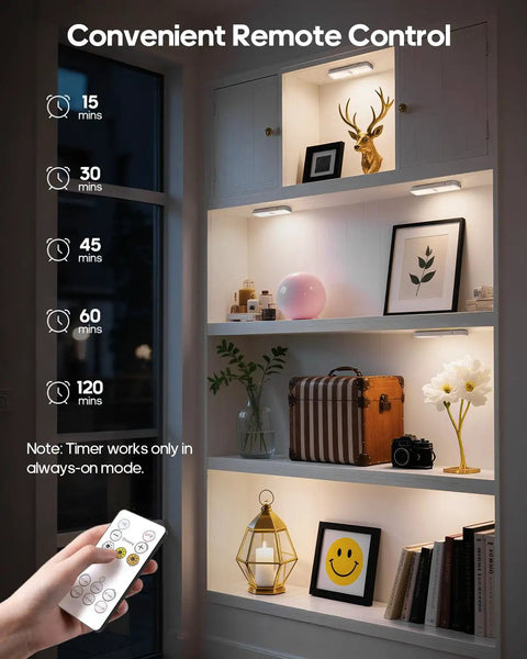 Installed Five Pack 6 Inch Wireless Under Cabinet Lights Rechargeable LED Motion Sensor Lights With 3 CCT Dimmable Stick
