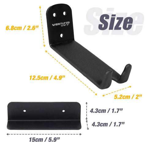 Wall Mounted Bike Pedal Hook Rack For Indoor Storage And Garage Organization With Tire Brackets Space Saving Hanger dimensions.