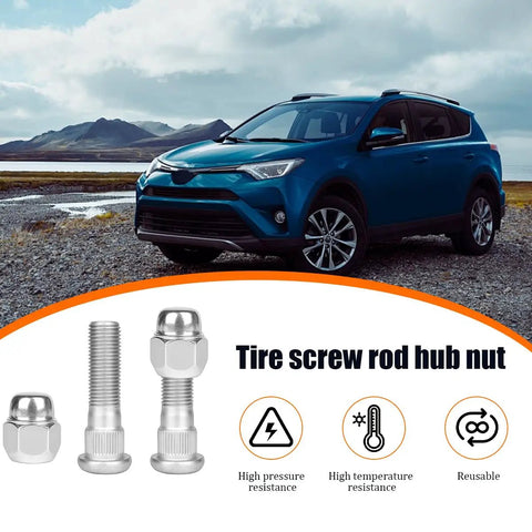 8 Piece M12x1.25 Wheel Hub Bolt Stud And Nut Set For Cars Steel Chrome Lug Kit With Lug Nuts Replacement OEM 28171AJ000 28365FE001