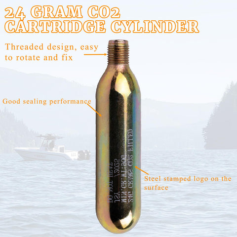 Two 24 Gram CO2 Rearming Cylinders With Half Inch Thread Replacement For Auto And Manual Inflatable Life Jackets Vests PFDs Waist Belts CO2 Cartridges Rearming Kit 2 Pack Must Have
