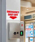 Mounted 2 Pack Aluminum Tough As Nails Emergency Shut Off Signs 10 By 7 Inches Waterproof And Durable High Visibility For Industrial Use