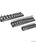 Magnetic Metric Socket Organizer Set For Toolboxes And Rolling Carts 3 Piece Socket Holder Tray on white background