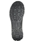 Sole view of Grayson Mid Steel Toe Waterproof Work Boot For Men, Black, Size 9 Medium, Lug Rubber Outsole, Cement Build