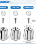 Three Piece Shower Knob Replacement Set With Bathtub Spout And Four In One Tub Adapter Kit, includes hot, cold, diverter knobs