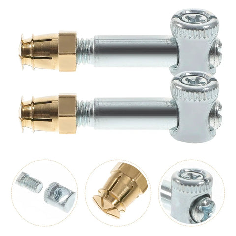 Four-In-One Cabinet Fastening Nut Set, 4 Pcs, 35mm, copper and iron screws and nuts for wood furniture assembly.
