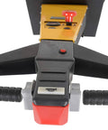 Close-up of Rock Heavy Duty Electric Powered Tugger 7k control handle with buttons for moving trailers and carts smoothly.