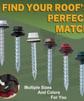 Top Shelf Badass Metal Roofing Screws Number 10 X 1 Inch 300 Pack With Rubber Washers in various colors and sizes.