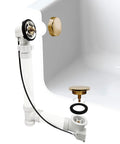 Rock Solid 1 1/2 Inch Schedule 40 Pvc Cable Driven Bath Waste Kit with polished brass drain plug and fittings.