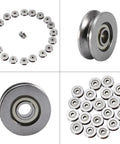 V Groove Ball Bearing 3x12x4mm Carbon Steel Double Shielded Linear Motion Bearing 20 Pieces set layout