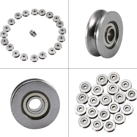 V Groove Ball Bearing 3x12x4mm Carbon Steel Double Shielded Linear Motion Bearing 20 Pieces set layout
