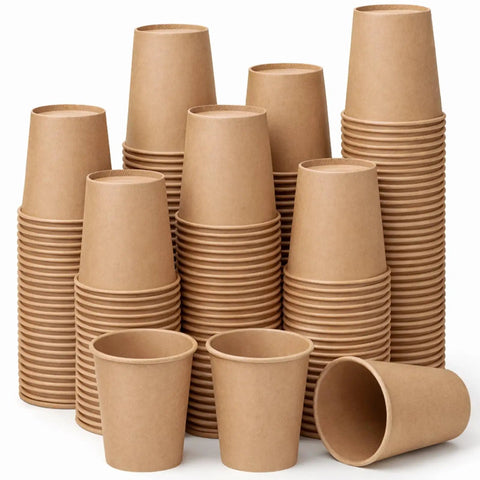 300 Count 8 Oz Unbleached Kraft Paper Cups Disposable Coffee Cups For Hot Or Cold Drinks Leak Resistant And Sturdy Ideal For Parties Home Or Office Use
