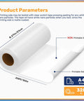 Pro Grade DTF Transfer Film Roll 8.3 Inch By 328 Ft A4 Double Sided Matte PET Film diagram showing size and sides