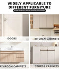 No Sweat Quick Install Furniture Panel Connectors For Cabinets And Wardrobes With Easy Push On Hardware And Rock Solid Right Angle Corner Braces In A 10 Pack Bundle used in various furniture like doors, kitchen, bathroom, and storage cabinets.