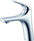 Lemora Lavatory Faucet With Metal Touch-Down Drain, Single-Handle Bathroom Sink Faucet, modern chrome finish shown in side view.