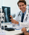Doctor with 17.7 Inch Hands On Human Skeleton Model For Anatomy With Movable Shoulders Elbows Wrists Knees Ankles Articulated Bone Structure