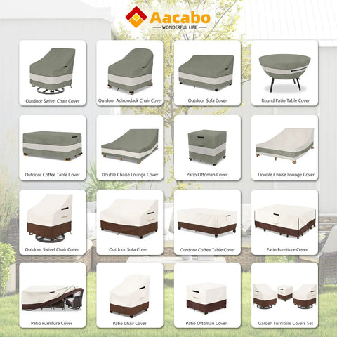 Heavy Duty Waterproof Outdoor Swivel Patio Chair Covers Set Of 2 Keeps Cushions Dry, Fits 30W X 34D X 38H Inches, Grayish Green