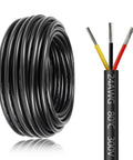 3-conductor electrical wire with black, red, and yellow strands, labeled 24AWG, 80°C, 300V next to coiled black cable