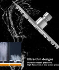 Ultra Thin Rain Shower Head With High Flow Stainless Steel, 8 Inch Brushed Nickel Finish, showcasing pressure boosting design