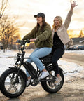 Beast 750W Electric Bike For Adults With Removable 48V 15Ah Battery, 2 To 3 Speed Modes, Great For City Commutes And Light Off Road Rides, Durable Urban Cruiser Built For Everyday Adventures R9, two women riding on snowy street