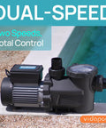 Powerhouse Dual Speed 2HP Above Ground Pool Pump With Self Priming High Flow 5200 GPH On High And 2600 GPH On Low by poolside