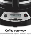 Close-up of 12 Cup Programmable Drip Coffee Maker With Auto Pause And Pour Glass Carafe Regular And Bold Brew Options