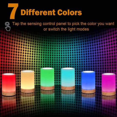 Night Light Touch Sensor Lamp For Kids Bedroom And Nightstand Rechargeable Dimmable Warm White With RGB Color Changing