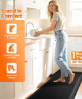 1 Inch Thick Anti Fatigue Kitchen Mat For Floor Non Slip Waterproof Standing Desk Mat For Kitchen Use Ideal For Cooking Cleaning And Working At The Counter Or Sink Black 20 By 72 Inches