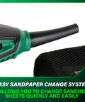 5 Inch Random Orbit Finishing Sander With Variable Speed And Palm Size Comfort Grip 230W Motor 9000 To 13000 RPM Dust Collection Hose
