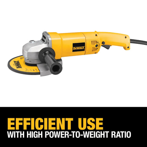 Beefy 7 Inch Corded Angle Grinder With 13 Amp Motor Delivers 8000 RPM High Power To Weight Ratio Workhorse Tool Spark Control Guard DW840