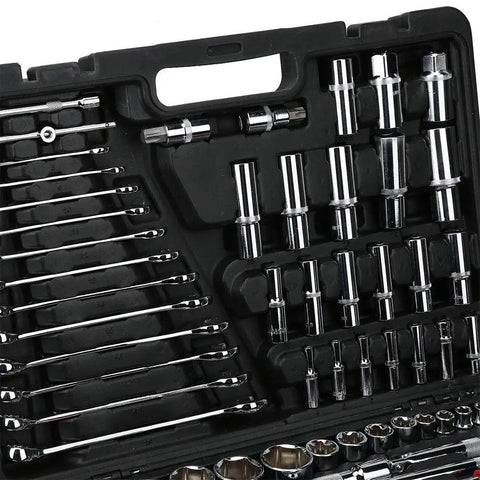 Pro Grade 215 Piece Ratchet Wrench Set With Sockets Kit Multi Drive For Auto Repair And Home Maintenance Chrome Vanadium Steel