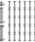 Kickass Stainless Steel Chicago Binding Screws With Phillips Cross Head, Heavy Duty Round Screw Posts And Nail Rivets, Genuinely Rust Proof 5 Mm By 20 Mm Hardware Kit, Real Deal Silver Tone Fasteners displayed in a grid.