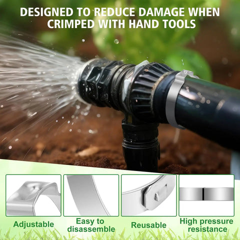 Beefy Heavy Duty 50 Pieces 1 Inch Irrigation Hose Clamps for Drip System Leakproof Stainless Steel in action on pipe