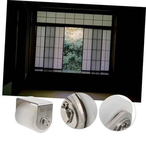 Beefy 304 Stainless Steel Gate Roller with bracket U groove wheel for boat and RV sliding doors, close-up and installed view
