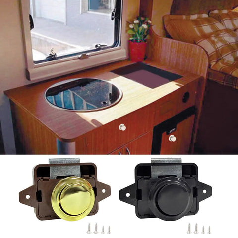 Keyless Button Latch For Campers And Furniture Push Cabinet Lock No Key Hassle 15 To 18mm Door Thickness Marine Grade Hardware
