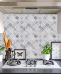 Arabesque Peel And Stick Tiles For Kitchen Backsplash In Marble Gray, 12 By 12 Inch, 10 Sheets, Thick 3D Self Adhesive Wall Tiles