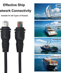 Front view: two black 20ft marine RJ45 Ethernet cables with male-to-male connectors.