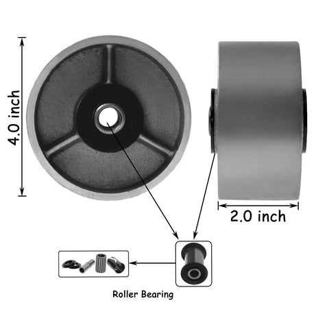 Rock Solid 4 Inch Cast Iron Caster Wheels 8 Pack Heavy Duty Industrial 5600 Lb Capacity With Precision Steel Bearings And Wide 2 Inch Treads Built Like A Tank For The Daily Grind
