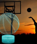 Basketball Night Light 3D Illusion RGB Lamp With Remote Dimmable Night Light, glowing basketball design with player silhouette.