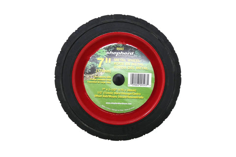 7 Inch Semi Pneumatic Rubber Tire With Diamond Tread And Steel Hub Featuring Grafoil Bearings Workhorse Half Inch Bore