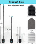 3 In 1 Bathtub Scrubber With Long Reach Extends 51 Inches And Flips Up To 180 Degrees shown in three sizes with brush attachments