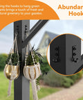 Hardtop Outdoor Grill Gazebo 12x6 With Side Shelf Bottle Opener And Hooks Rustproof Steel Frame showing installed hooks with plants