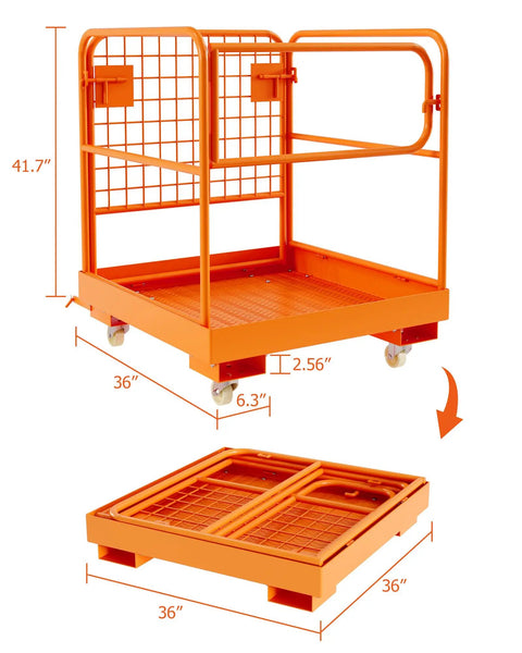 Heavy Duty Forklift Safety Cage 36 By 36 Inch Platform Packing Rock Solid 1200 Lb Capacity For Twin Aerial Maintenance While Delivering Legit Industrial Muscle Through Tough Daily Grind Operations