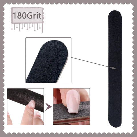 Pro Grade Nail File And Buffer Block Kit With 100 To 180 Grit Double Sided Black Pedicure File for smooth nails and shaping