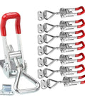 Tough As Nails Heavy Duty Adjustable Toggle Latch Made Of Stainless Steel for cabinets cases and doors, 8-pack, red handle